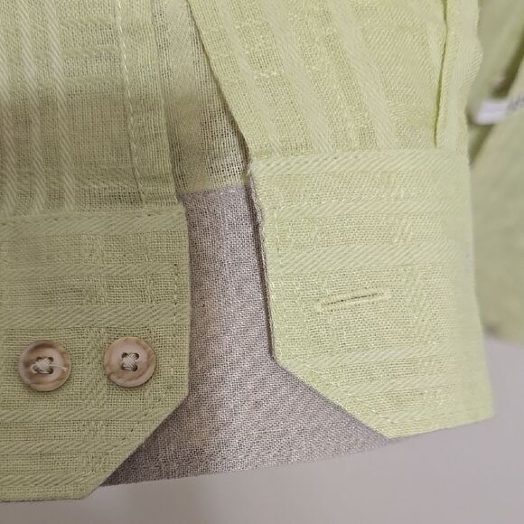 TASSO ELBA Light Green Striped Shirt MEDIUM - Picture 3 of 6